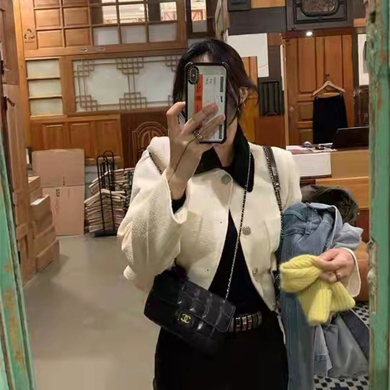 Women's Simple Temperament Color Matching Small Fragrance Style Short Coat