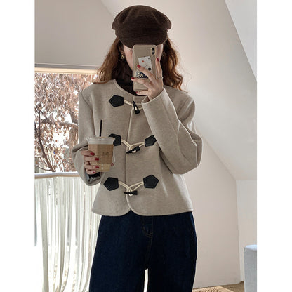 Korean Version Of Round Neck Loose Slim Foreign-style Small Fragrance Coat