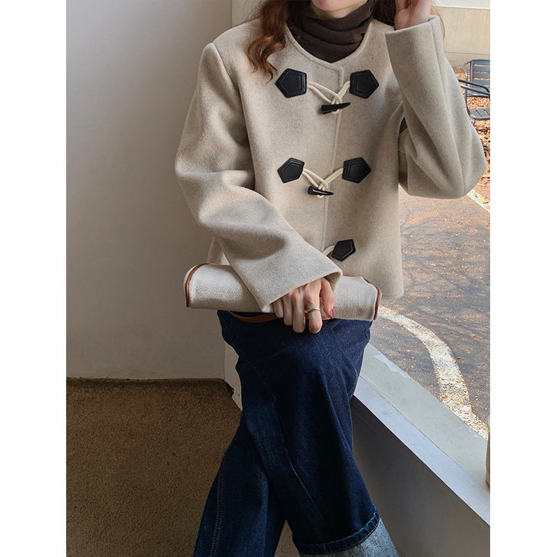 Korean Version Of Round Neck Loose Slim Foreign-style Small Fragrance Coat