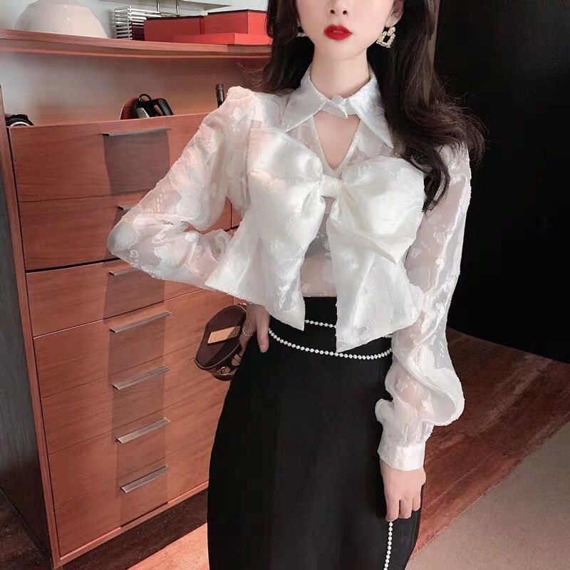 Slim Fit And Slim Ladies Hanging Neck Small Fragrance Shirt Women