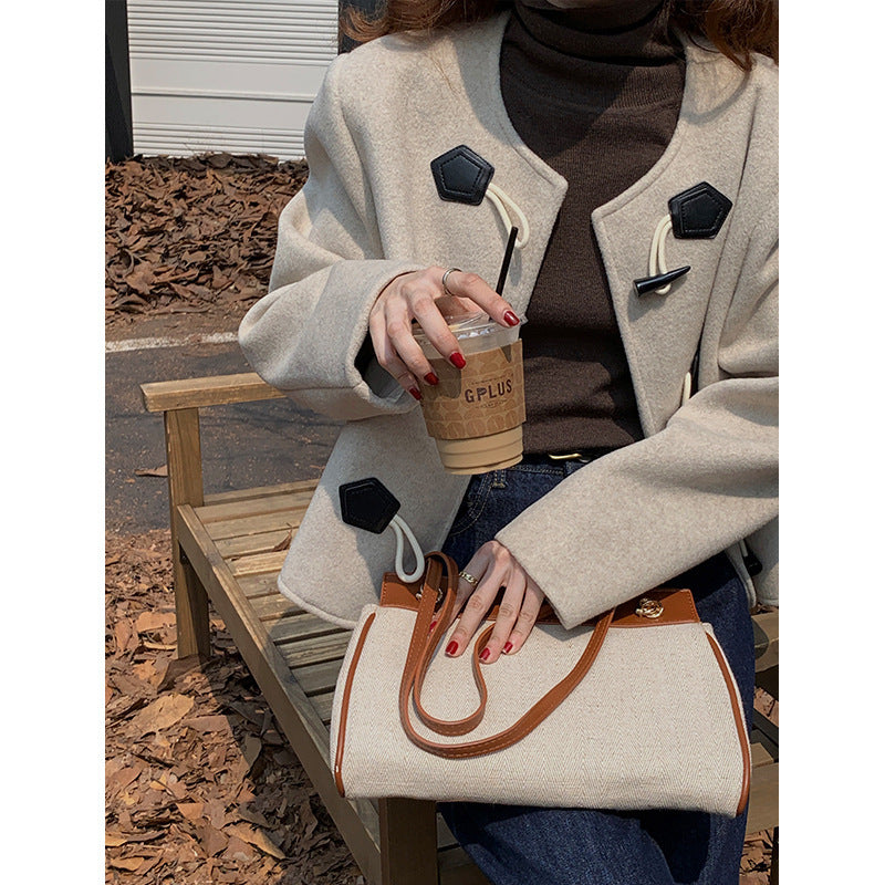 Korean Version Of Round Neck Loose Slim Foreign-style Small Fragrance Coat