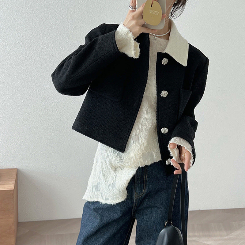 Women's Simple Temperament Color Matching Small Fragrance Style Short Coat