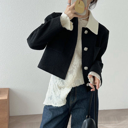 Women's Simple Temperament Color Matching Small Fragrance Style Short Coat