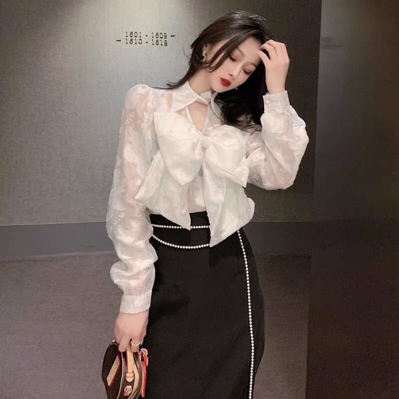 Slim Fit And Slim Ladies Hanging Neck Small Fragrance Shirt Women