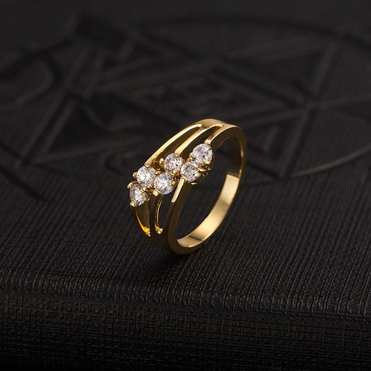Fashion Inlaid Six Zircon Ring