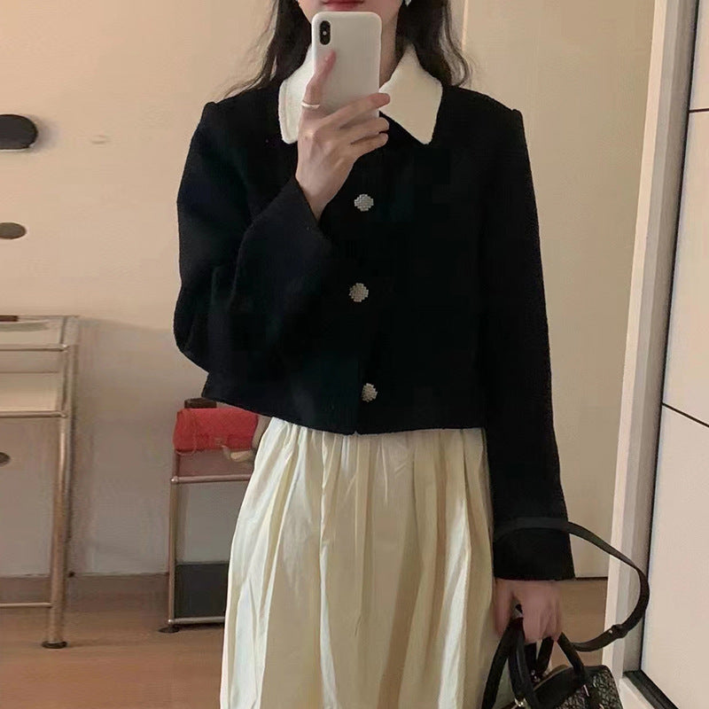 Women's Simple Temperament Color Matching Small Fragrance Style Short Coat