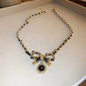 Retro Elegant Leather Winding Chain Diamond Magnetic Necklace