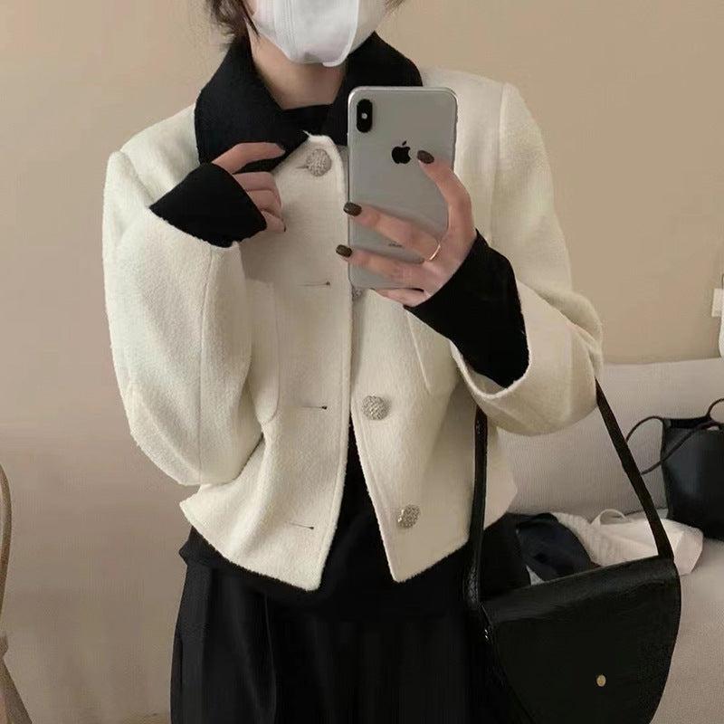 Women's Simple Temperament Color Matching Small Fragrance Style Short Coat
